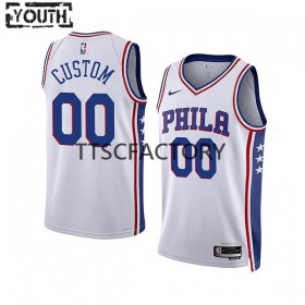 Maillot Basket Enfant Philadelphia 76ers Personnalisé Nike 2022-23 Association Edition Blanc Swingman